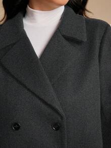 Elaquor Áo khoác blazer ngắn màu xanh navy rộng rãi cỡ lớn dành cho nữ, mùa đông - Màu xám đen - Xem 7