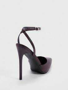 CUCCOO SZL Giày cao gót hở gót thời trang nữ có khóa trang trí - Màu nâu Sô-cô-la - Xem 4