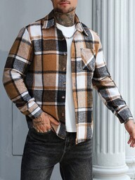 Manfinity Homme Men's Plaid Single-Breasted Pocket Casual Shacket, Autumn, Old Money, Perfect Holiday Gift For Boyfriend & Husband