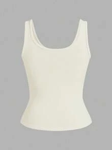 Slaydiva 3 chiếc/gói Áo ba lỗ cổ chữ V khoét sâu màu đen + trắng đơn giản thường ngày dành cho nữ - Màu be - Xem 4