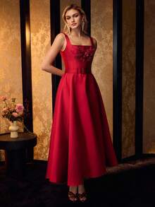 MOTF BEADED EMBROIDERY PROM DRESS - Burgundy - View 5