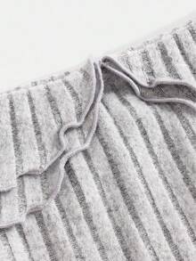 SHEIN Teen Girl Elegant Off Shoulder Flare Sleeve Asymmetric Hem T-Shirt And Skirt Set Fall Winter