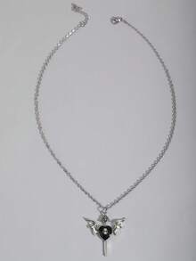 ROMWE Vintage Gothic Style Bat, Flower, Heart, Wing, Skull, Sword Pendant Necklace - Black - View 3
