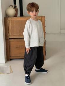 DAZY 2 piezas Conjunto de otoño para niños, sudadera holgada casual y pantalones harén para niños pequeños, estilo japonés - Albaricoque - Ver 4