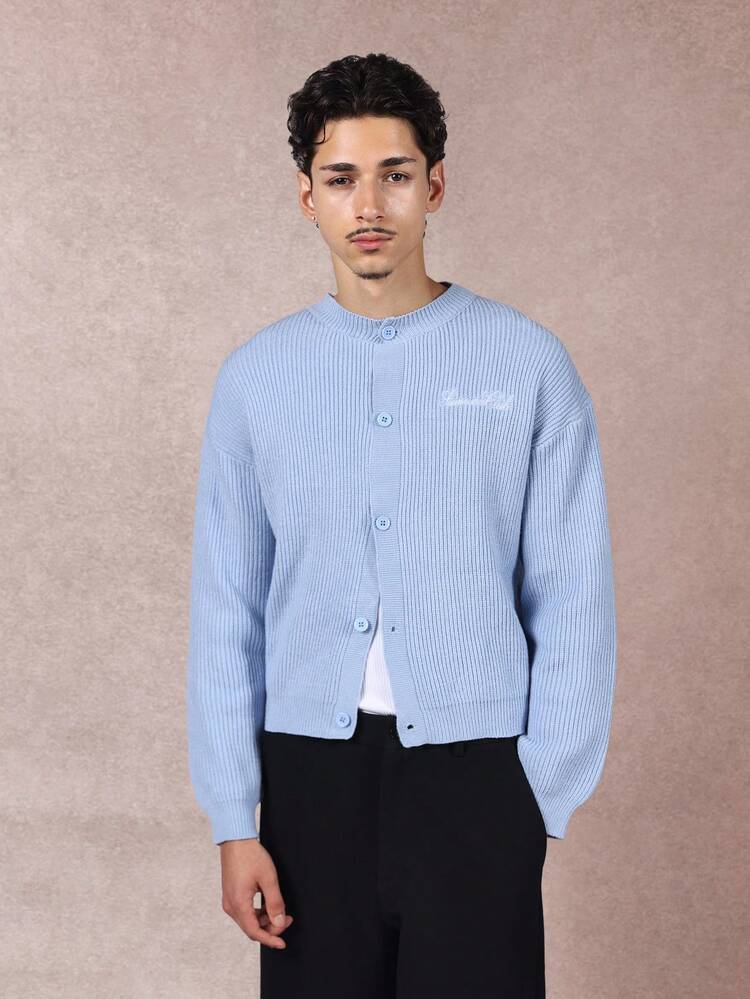 Ribbed Knit Cardigan With Button Front