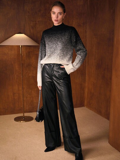 MOTF PREMIUM OMBRE STAND COLLAR SWEATER
