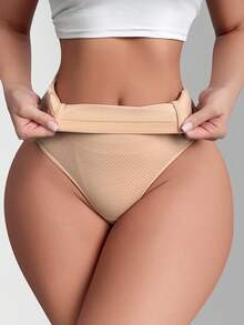SHEIN Women's High Elastic Seamless Shaping Underwear Briefs - Coral Pink - View 3