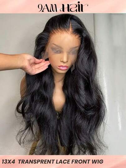 13x4 Body Wave Lace Front Peruk Människohår 12-28 tum Transparent frontal 180% densitet för naturlig färg