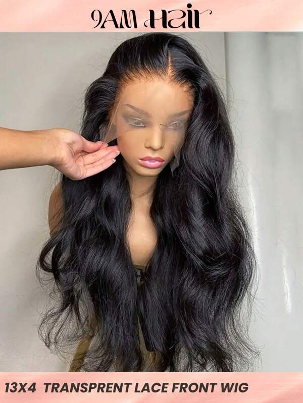 13x4 Body Wave Lace Front Wig Human Hair 12-28 Inch Transparent Frontal 180% Density For  Natural Color