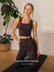 GLOWMODE Quần legging cạp siêu cao 28 inch Softy Velvaire không đường may phía trước với túi bên hông, thích hợp cho yoga, pilates, tập luyện nhẹ nhàng, mặc hàng ngày, mùa xuân hè. - Màu nâu Sô-cô-la - Xem 6