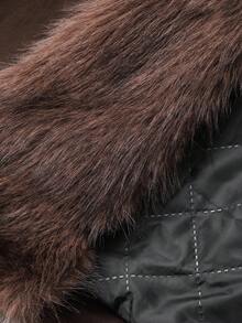 DAZY Áo khoác lông thú giả cổ vá rộng rãi cho nữ - màu nâu - Xem 12