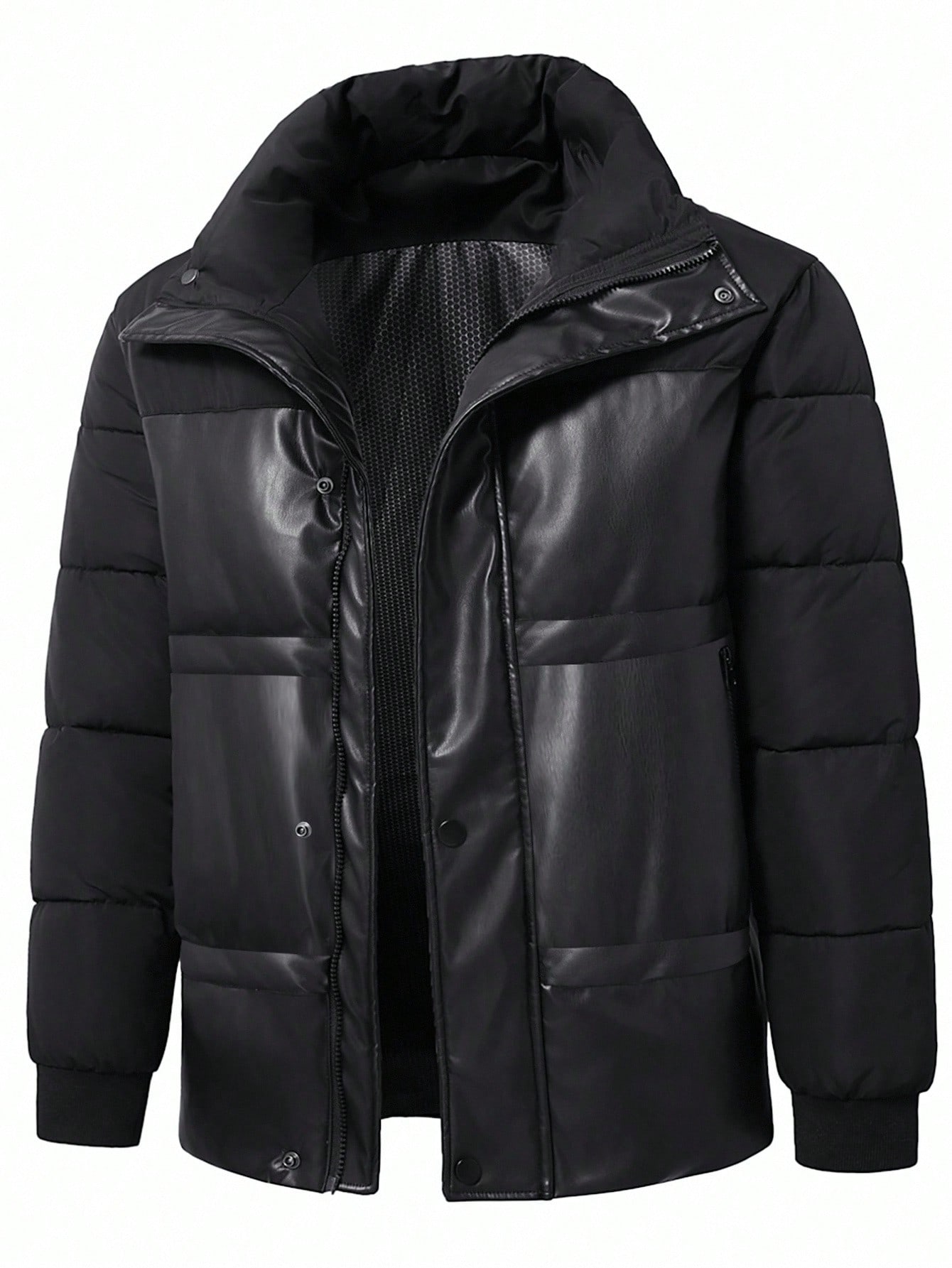 Manfinity Homme معطف كاجوال طويل الأكمام مبطن مع س...