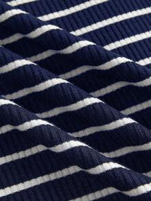 SHEIN LUNE Bộ 2 chân váy nữ kiểu dáng thường ngày, kẻ sọc và màu trơn, váy phối hợp cho nữ, váy kẻ sọc, kiểu dáng thường ngày. - Màu xanh lam - Xem 6