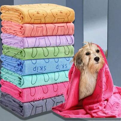 1/2 chiếc khăn tắm cho chó bằng sợi microfiber siêu thấm hút - Khăn tắm nhanh khô dùng để chải chuốt cho thú cưng với thiết kế in hình hoạt hình mềm mại, phù hợp cho chó nhỏ đến lớn, có thể giặt tay.