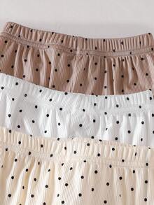 SHEIN Vintaside Kids 女婴圆点印花圆领长袖T恤和裤子两件套 - 彩色 - 查看 8