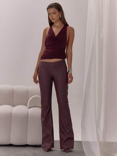 MUSERA 不对称腰线喇叭裤，优雅性感，适合夜晚外出、秋季度假、叠穿、冬季派对和感恩节等场合。