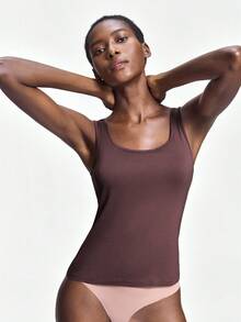 SHAPORA 女士休闲纯色吊带背心、家居服上衣 - 棕色 - 查看 1