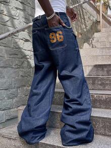 ROMWE MEN Casual Jeans en denim cargo ample avec poches pour hommes - Jean brut - Voir 2