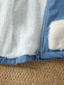 Áo khoác hoodie tai nhung cho bé trai từ 3-24 tháng tuổi có túi lớn, vải nỉ mềm mại, trang phục thời trang cho bé trai sơ sinh, quần áo trẻ em, bộ đồ cho bé trai, áo khoác cho trẻ mới biết đi - Màu xanh lam - Xem 5