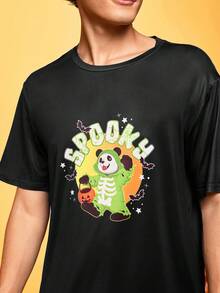 Happy Jammies Parent-Child Basic Soft Comfortable English Print Men's Pajama Set - Multicolor - View 4