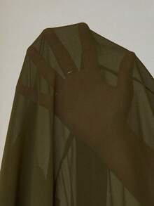 Aveloria Modichic Váy dài tay xếp ly eo trước bằng vải chiffon thanh lịch, đa năng khi đi làm - Màu xanh Ô liu - Xem 7