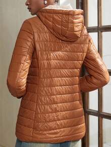 Aveloria Modichic 冬季休闲简约保暖连帽羽绒服 - 棕色 - 查看 2