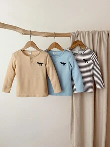 Blossori 3件套年轻男童法式优雅圆领长袖T恤套装 - 彩色 - 查看 1