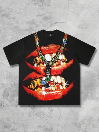 Street Life Maglietta a maniche corte con stampa anime, adatta per l'uso quotidiano in primavera/estate