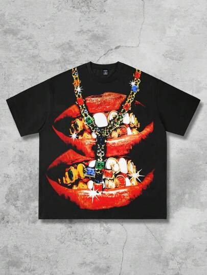 Street Life T-shirt à manches courtes avec imprimé anime pour hommes, convient pour le port quotidien au printemps/été