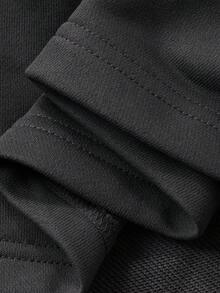 FRIFUL Women's Round Neck Thermal Lined Loose Letter Print Contrast Color Decor Fishtail Hem Long Dress - Grey - View 6