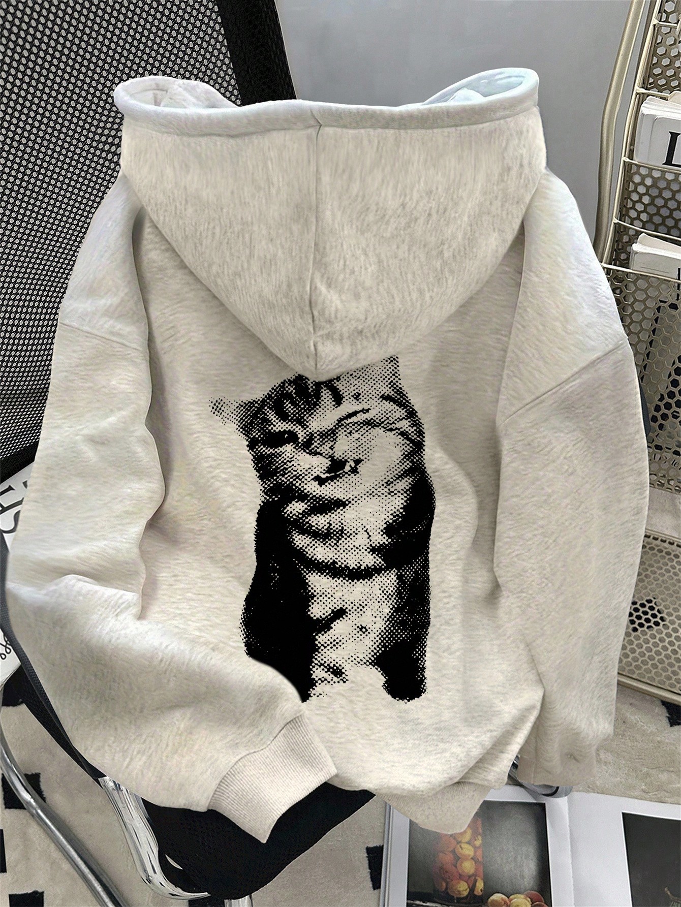 Grey Drop Shoulder Hoodie