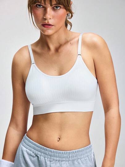  LOUNGEISTA 女士无钢圈无背文胸，深U领，无缝设计，可调节交叉背带，返校季内衣文胸，运动文胸