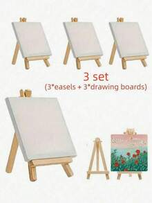 Sets de 3/6 (Caballetes + Tableros de dibujo) Juego de tableros de dibujo y caballetes en miniatura, paneles de lienzo y caballetes de madera en miniatura, tamaño del tablero de dibujo: 4"X4", tamaño del caballete: 3.1"X5.9", para pintura, pintura al óleo, grafiti DIY, artesanía de madera, caballete de pintura, tablero de lienzo, tableros de dibujo, bocetos, exhibición de arte, artesanía, vuelta al colegio - caballetes + tableros de dibujo - Ver 10