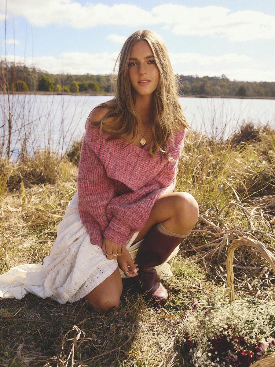 Aralina Fall Winter Lace Textured Fabric Stretch Tiered Flowing Boho Cute Going Out Maxi Skirt