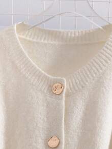 SHEIN Franclia 女士圆领纽扣配腰带长款针织毛衣裙