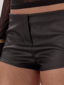 MUSERA Quần short giả da mini, sang trọng, gợi cảm, thích hợp cho buổi tối đi chơi, kỳ nghỉ, tiệc tùng, thanh lịch, ngày lễ tình nhân, mùa xuân, mùa hè, phong cách thường ngày. - màu đen - Xem 6