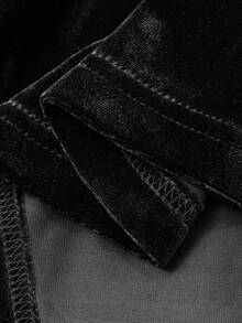 DAZY Váy dự tiệc thanh lịch khoét vai và đính đá, dáng dài vừa phải dành cho nữ, váy dạ hội mùa thu - màu đen - Xem 11