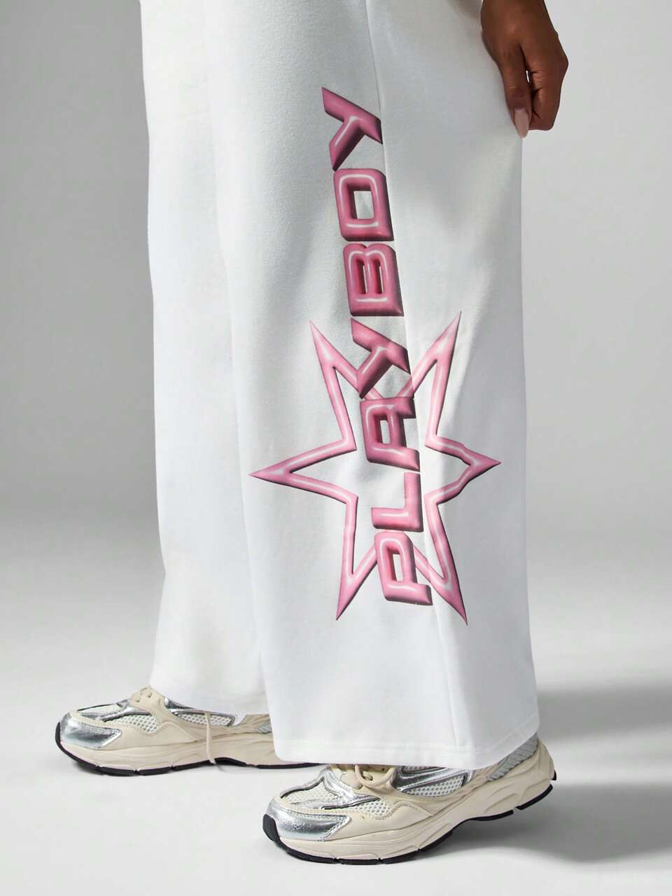 Missguided x Playboy Oversized High Waisted Wide Leg Joggers With Star Logo Design Fall Winter Baggy Sweatpants Loungewear Streetwear Fashion Track Pants Y2K Aesthetics