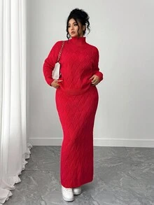 Elenzga Setelan Sweater Ukuran Besar untuk Natal dan Halloween, Pakaian Musim Gugur dan Musim Dingin untuk Wanita. - Merah - View 6