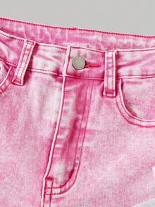 SHEIN Girlism 少女秋冬Y2K可爱复古都市街头风粉色牛仔高腰喇叭裤，饰有白色蝴蝶结，适合秋冬日常穿着、返校季和圣诞节，街头风，喇叭裤，Y2K牛仔裤，蝴蝶结牛仔裤，牛仔裤，喇叭裤，粉色蝴蝶结牛仔裤，蝴蝶结牛仔裤，粉色蝴蝶结裤，可爱牛仔裤，蝴蝶结牛仔裤 - 粉色 - 查看 3