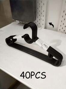 SHEIN Móc treo quần áo bằng nhựa, Giá treo quần áo chống trượt đơn giản, Dây phơi quần áo không để lại vết, Móc treo quần áo ban công dày dặn có móc, Màu đen - màu đen - Xem 12