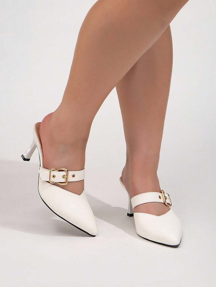 CUCCOO CURVES Plus Size Women's Pointed Toe Low Heel Fashion Strap Buckle Design High-End Ladies High Heel Pumps