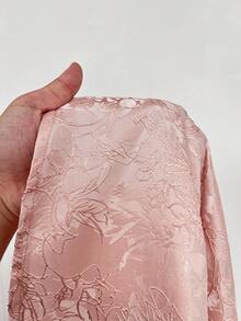 Flirla Vestido de talla grande con cuello cuadrado elegante, estampado jacquard y botones delanteros - Rosa vieja - Ver 6