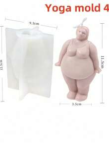Moule en silicone pour bougie représentant des femmes rondes en posture de yoga 3D. Outil pour cire de soja, plâtre, savon fait maison. Parfait pour la décoration d'intérieur et les diffuseurs de parfum - Blanc - Voir 16