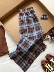 Comfortcana 女式休闲日常格子松紧腰宽松运动裤 - 彩色 - 查看 5