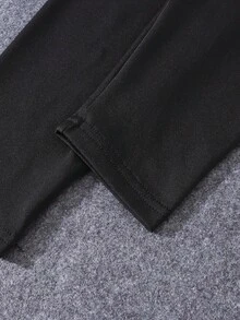 SHEIN Sparklyn 3 件套女童休闲格子衬衫（带口袋）、长袖上衣和紧身裤，适合年龄较大的青少年女孩 - 黑色 - 查看 4