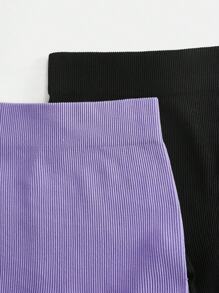 SHEIN Sports Leggings de yoga sans couture élastiques de couleur unie pour femmes - Multicolore - Voir 3