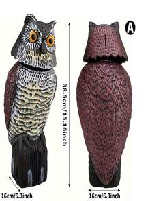 SHEIN 1个旋转头猫头鹰稻草人，塑料驱鸟器，户外害虫防治设计花园保护器，户外装饰品，防松鼠和老鼠！非常适合您的花园、门廊或阳台 - 彩色 - 查看 11