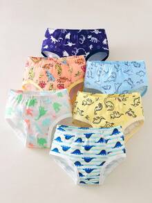 6pcs/Pack Celana Dalam Anak Laki-Laki Lucu Aneka Warna Dasar Lembut Nyaman Seri Dinosaurus - MultiWarna - View 8