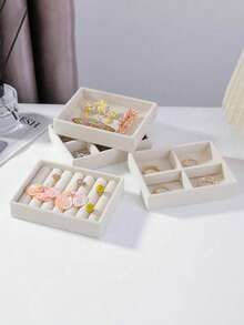 1/5 pezzi Vassoio espositore per gioielli, Scatola organizer per gioielli, Scatola contenitore per cosmetici, Vassoio organizer per cosmetici, Scatola espositore per anelli, Vassoio organizer per anelli, Scatola espositore per collane, Vassoio organizer per collane, Scatola di stoccaggio beige, Gioielli, Profumi, Cancelleria. Un regalo perfetto per le donne., Per vacanze al mare, Collezione bagno, Collezione camera da letto, Capacità elevata - Multicolore - Visualizzare 8
